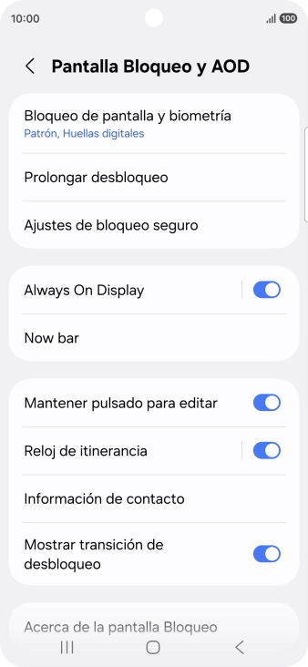 Pulsa Bloqueo de pantalla y biometría e introduce el código de seguridad extra que has creado anteriormente.