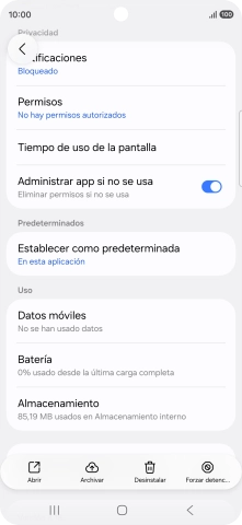 Pulsa Almacenamiento.