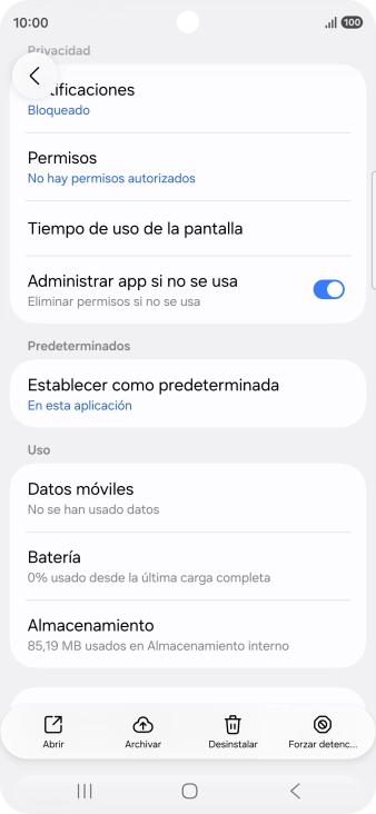 Pulsa Almacenamiento.