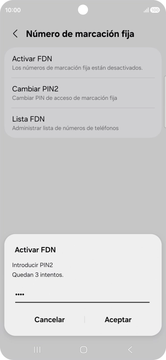 Introduce el código PIN2 y pulsa Aceptar.