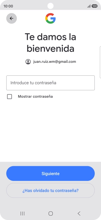 Pulsa Introduce tu contraseña e introduce la contraseña de tu cuenta de Google.