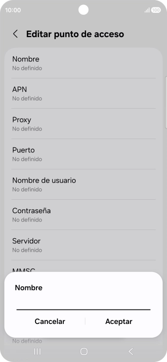 Introduce Vodafone Internet y pulsa Aceptar.