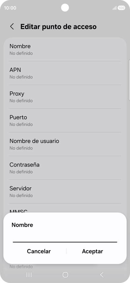 Introduce Vodafone Internet y pulsa Aceptar.