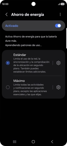 Pulsa el modo de ahorro de energía deseado.