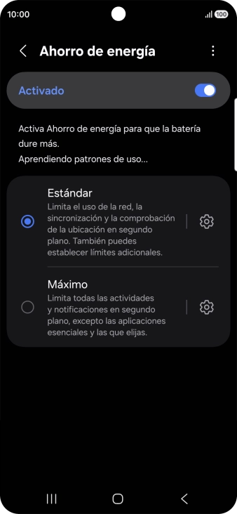 Pulsa el modo de ahorro de energía deseado.