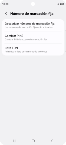 Pulsa Desactivar números de marcación fija.
