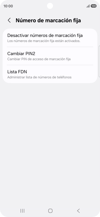Pulsa Desactivar números de marcación fija.