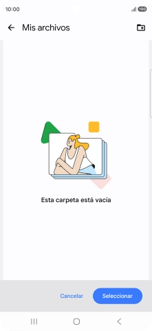 Si deseas crear una nueva carpeta, pulsa el icono de nueva carpeta y sigue las indicaciones de la pantalla para crearla.