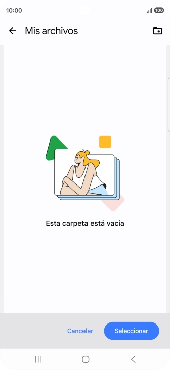 Si deseas crear una nueva carpeta, pulsa el icono de nueva carpeta y sigue las indicaciones de la pantalla para crearla.