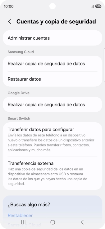 Pulsa Administrar cuentas.