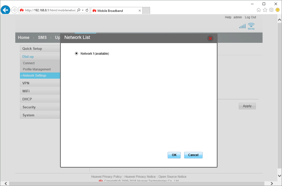 Click the required network.
