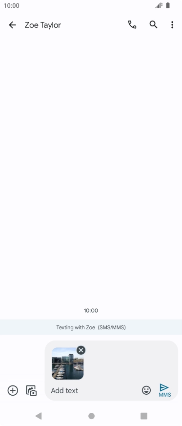 Press the text input field and write the text for your picture message.