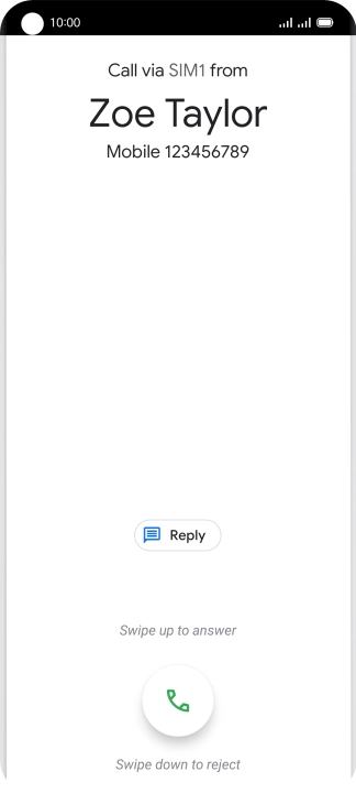 Press and drag the accept call icon upwards.