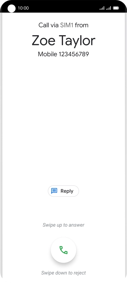 Press and drag the accept call icon upwards.