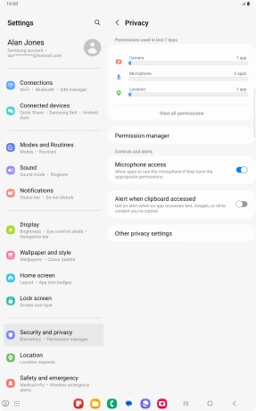 Press Permission manager.