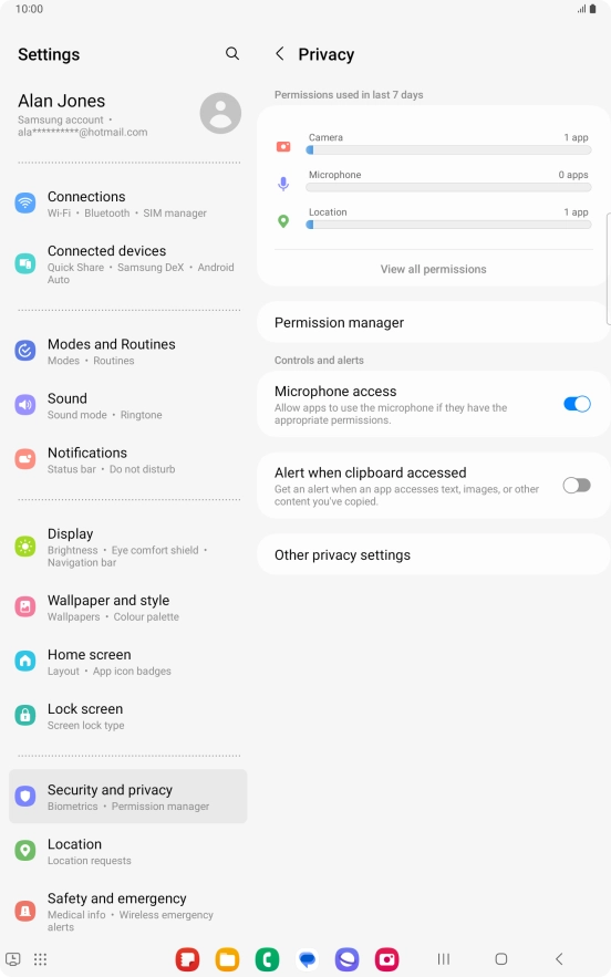 Press Permission manager.