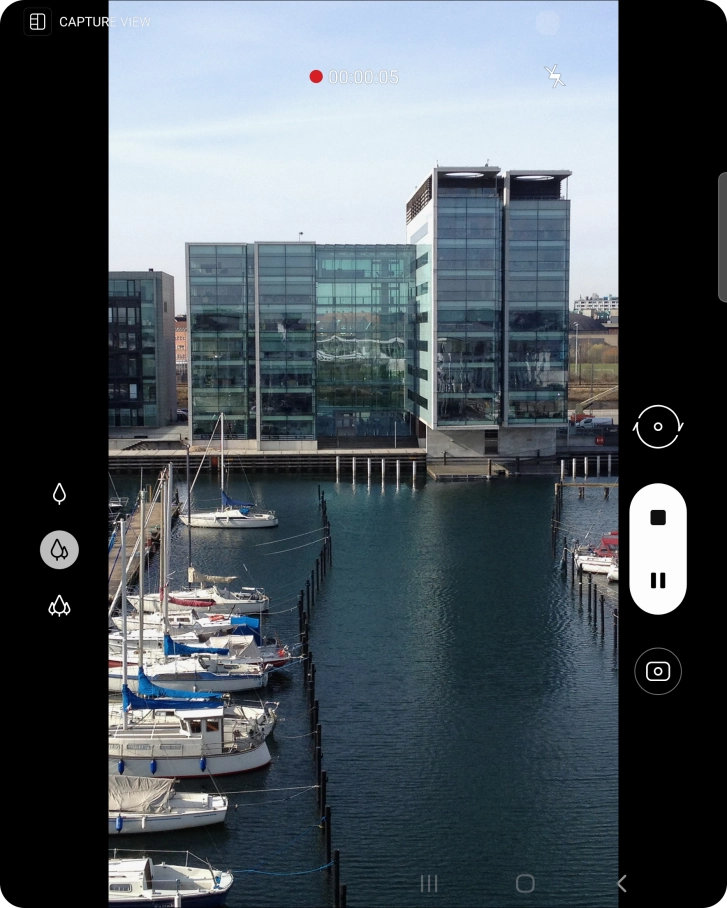 Press the stop icon to stop recording.