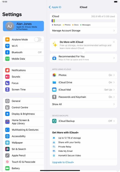 Press iCloud Drive.