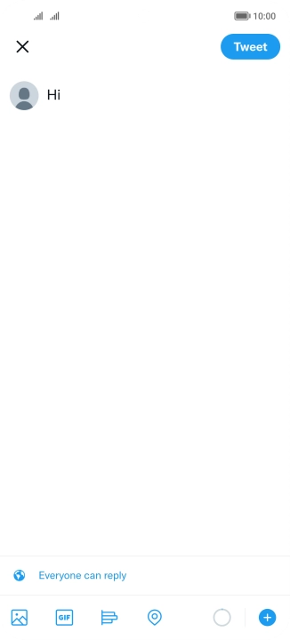 Write the required text and press Tweet.