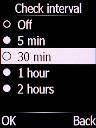 Select the required setting and press the Left selection key.