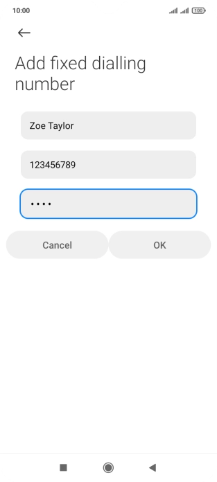 Key in your PIN2 and press OK. The default PIN2 is 1111.