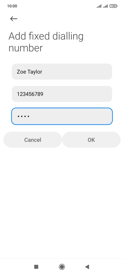 Key in your PIN2 and press OK. The default PIN2 is 1111.