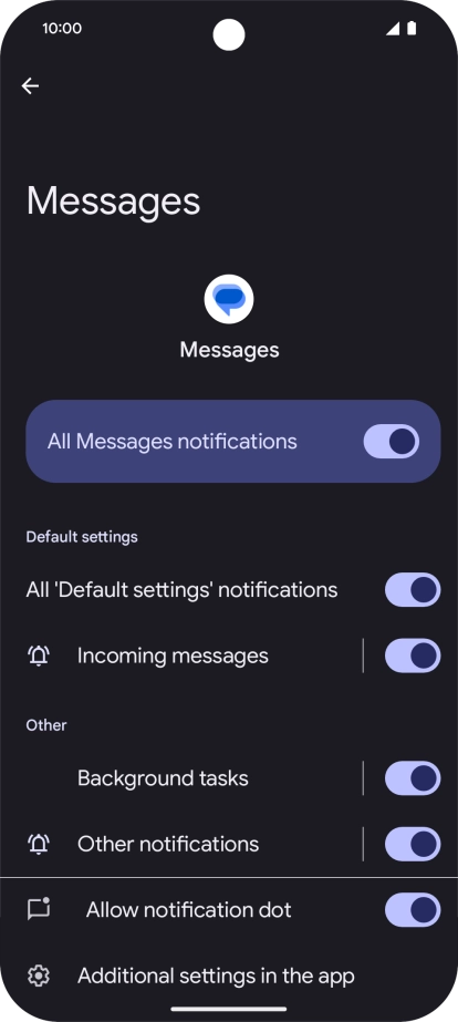 Press the indicator next to 