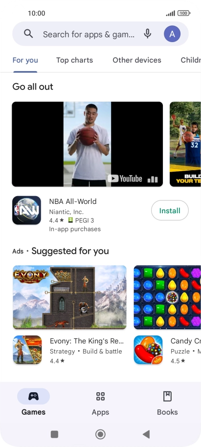 Press the search field.