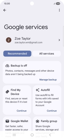 Press Manage backup.