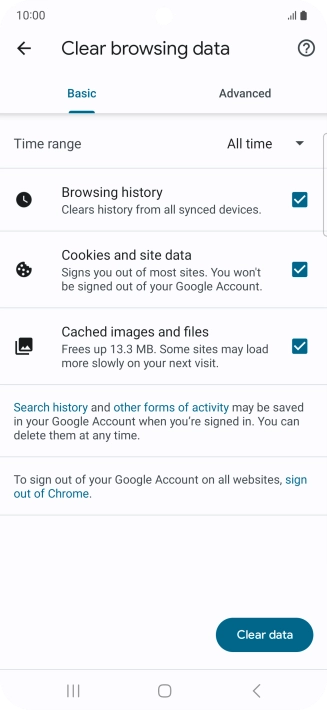 Press the fields next to the required data types.