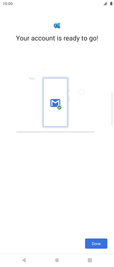 If this screen is displayed, your email account has been recognised and is being set up automatically. Follow the instructions on the screen to key in more information and finish setting up your phone.
