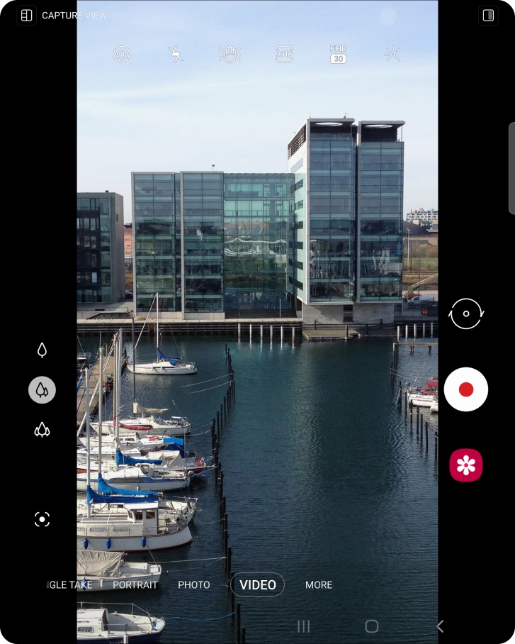Press the video light icon.