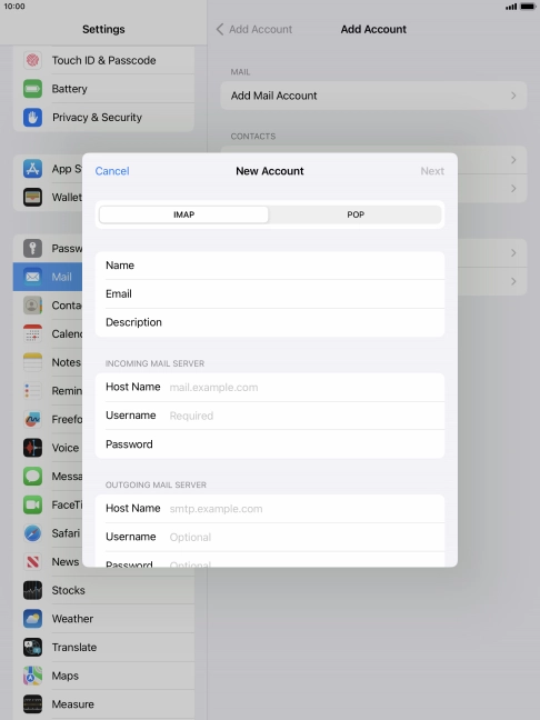 Press IMAP.