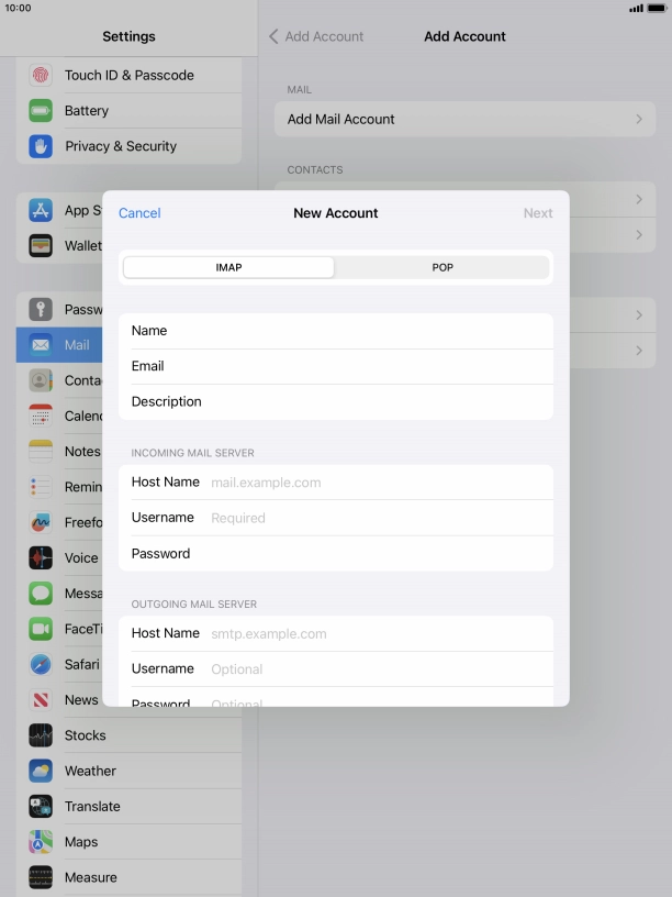 Press IMAP.