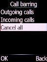 Select Cancel all and press the Left selection key.