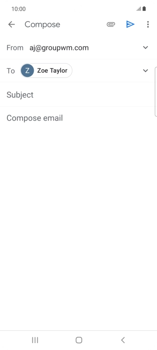 Press Subject and key in the subject for the email message.