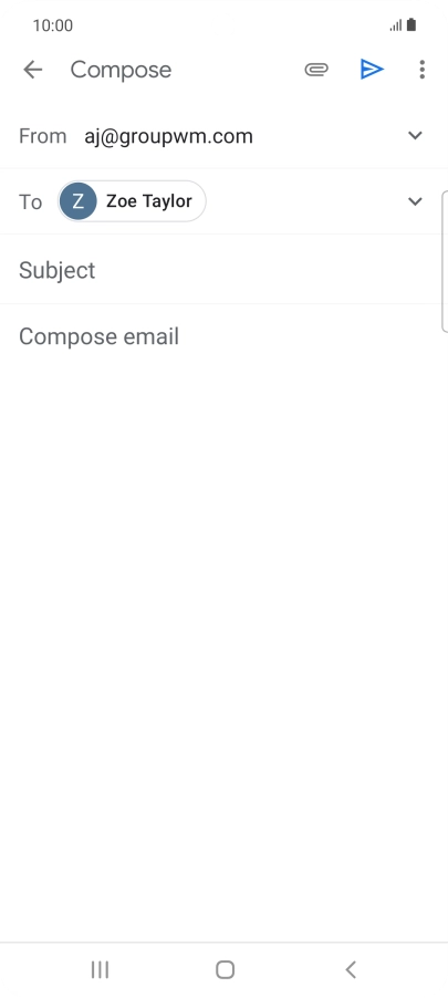 Press Subject and key in the subject for the email message.