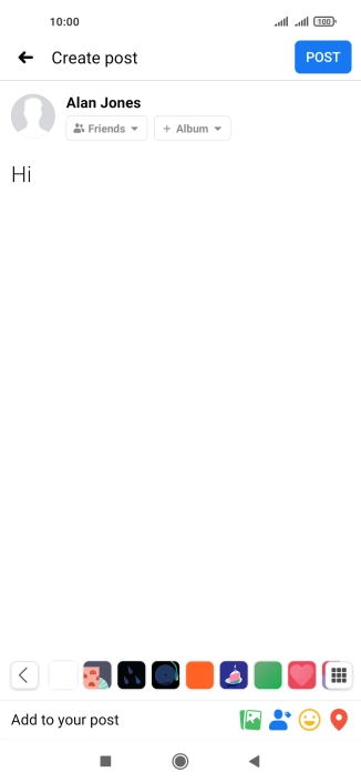 Write the required text and press POST.