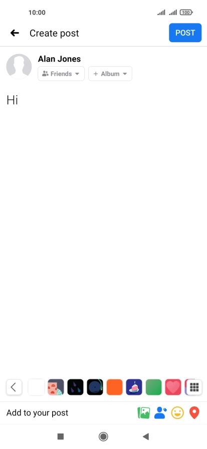 Write the required text and press POST.