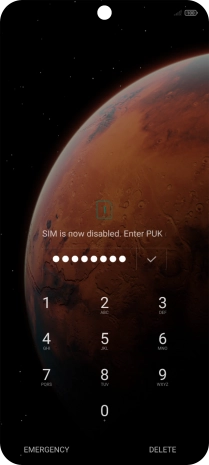Key in the PUK and press the confirm icon.