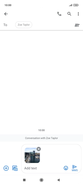 Press the text input field and write the text for your picture message.