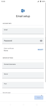Press Password and key in the password for your email account.