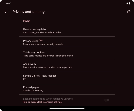 Press Clear browsing data.