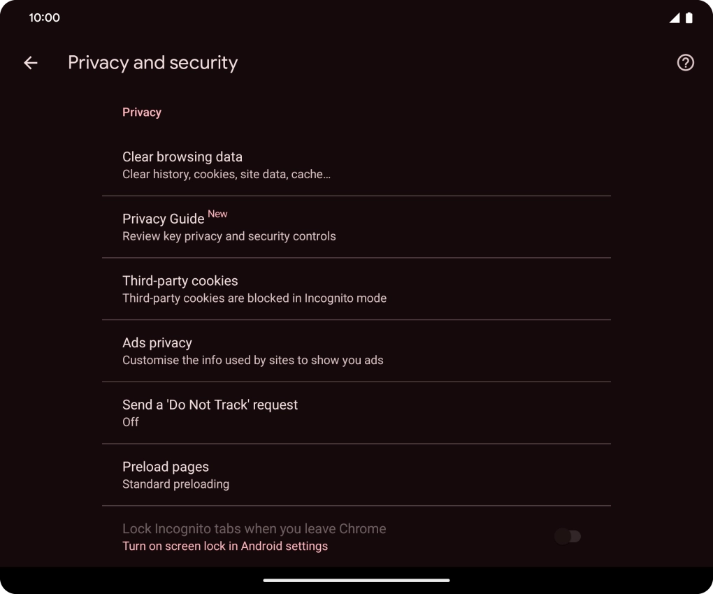 Press Clear browsing data.