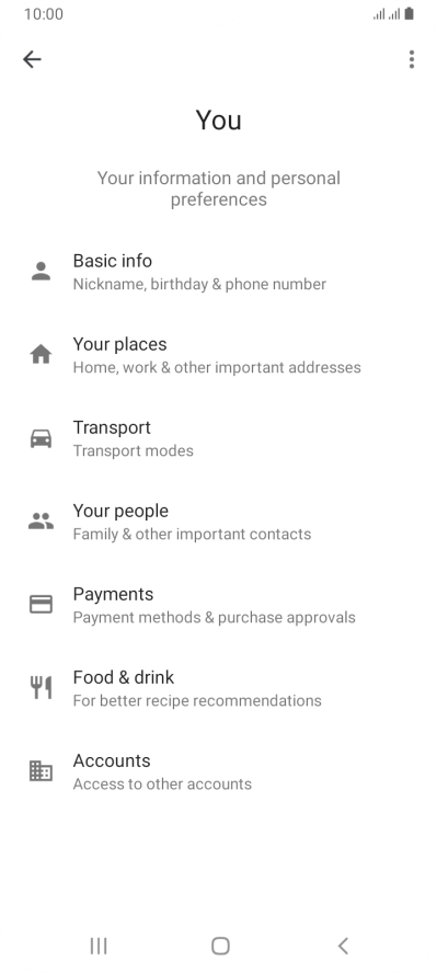 Press Basic info and follow the instructions on the screen to select phone owner settings.