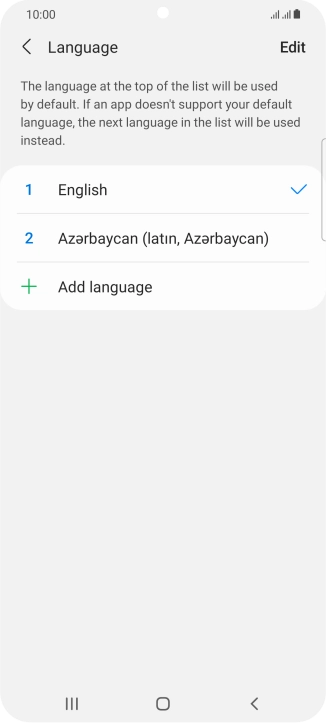 To subsequently select another language as the default language, press the required language.