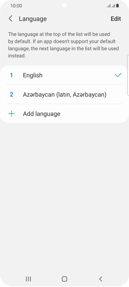 To subsequently select another language as the default language, press the required language.