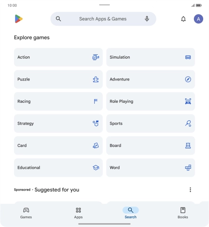 Press the search field.