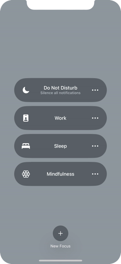 Press the required focus mode to activate or deactivate it immediately.