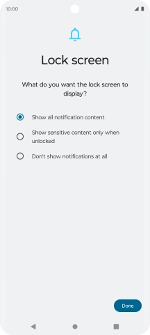 Press the required setting.